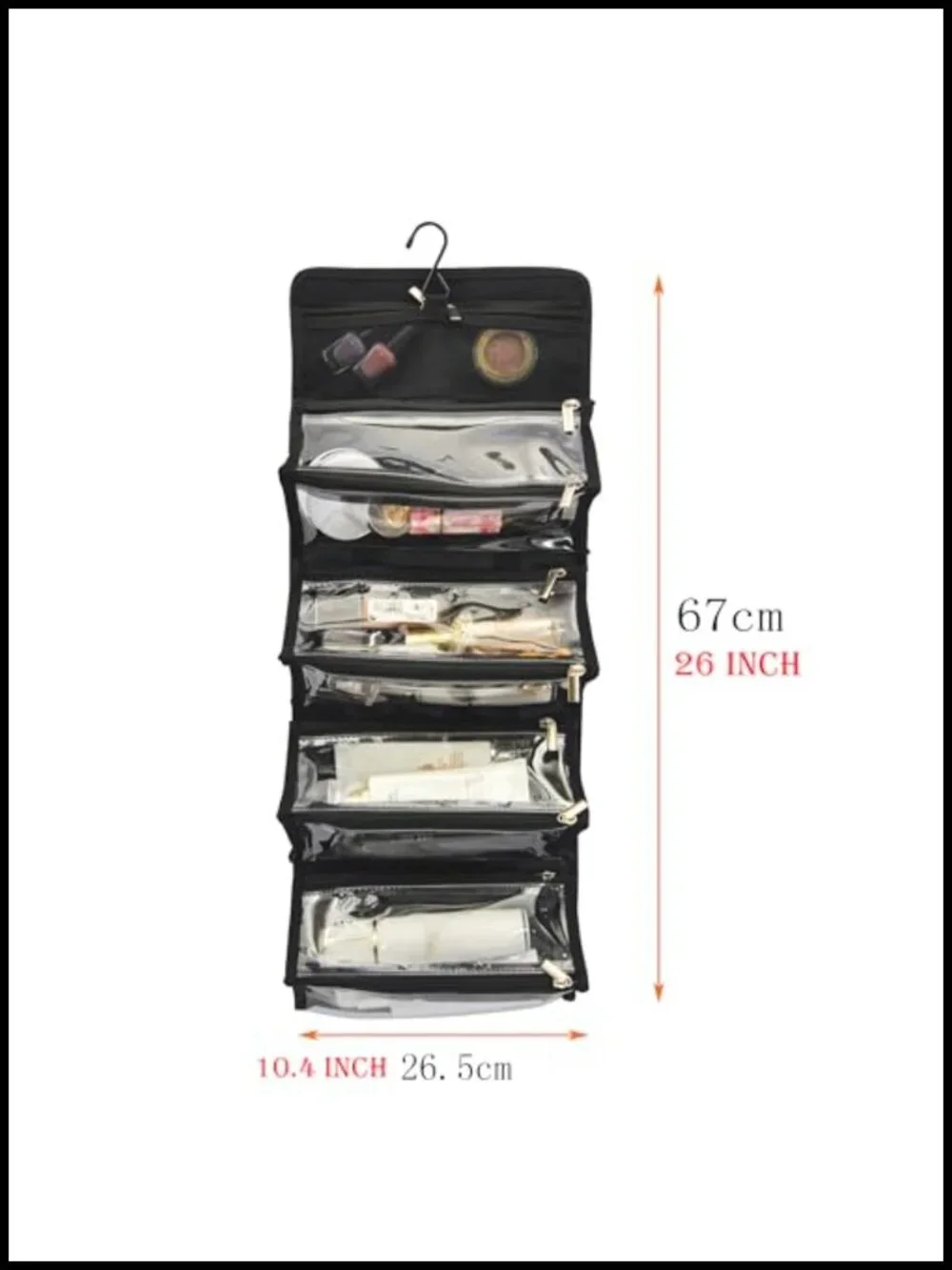 Travel Toiletry Bag Hanging Eco Polyester 4-in-1 Roll-Up Makeup Organizer with